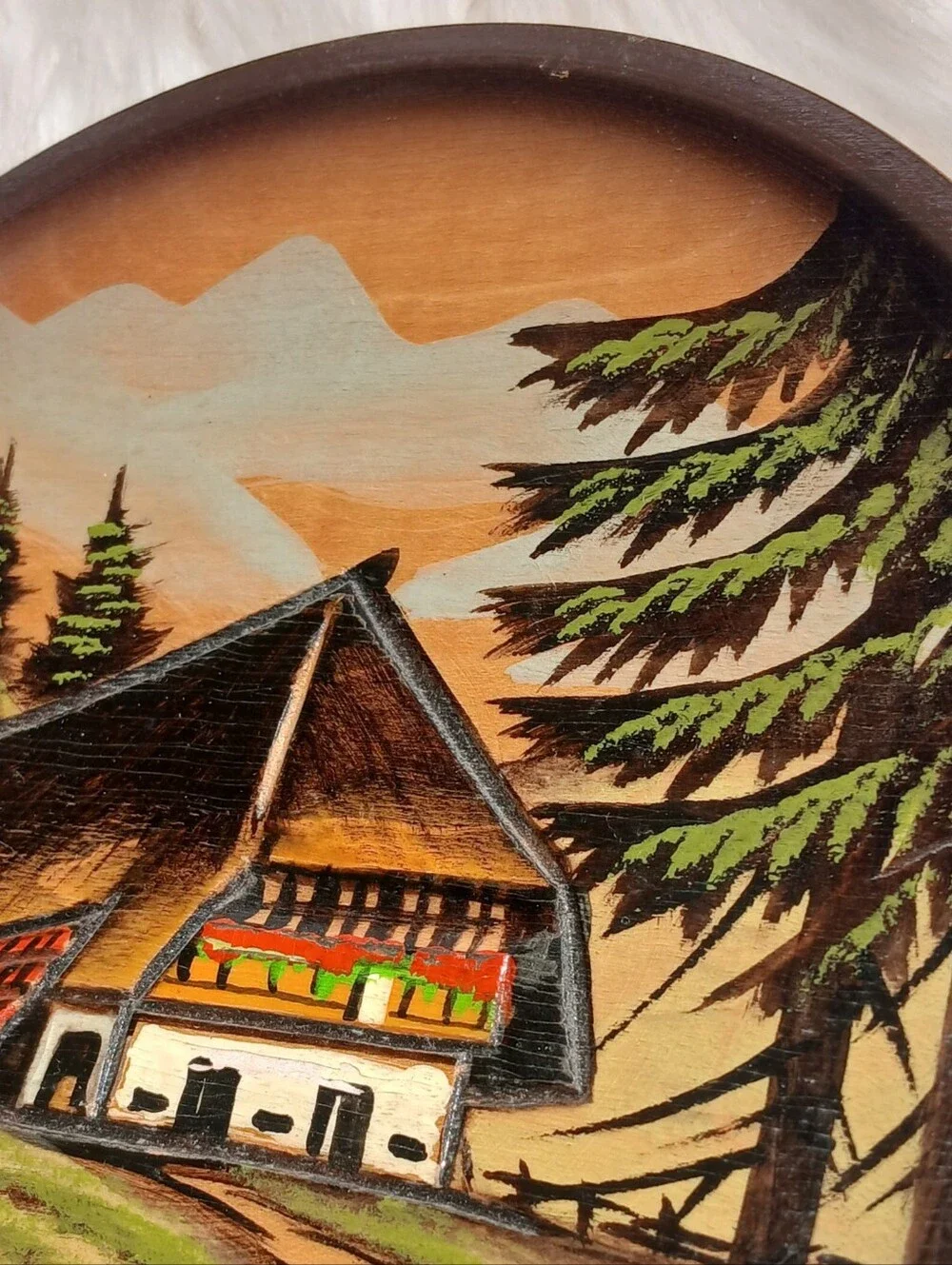 Vintage German Black Forest Schwarzwald Wood Wall Hanging Plaque Decor Painting